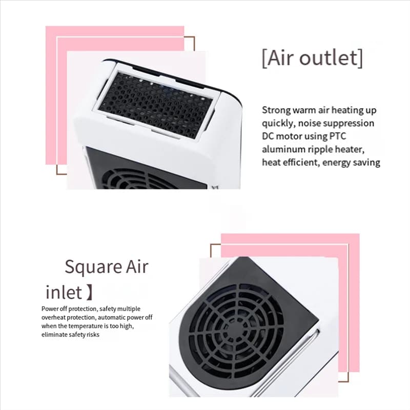 ABAH-Riscaldatore elettrico portatile Scaldamani da tavolo Spazio Ventilatore d'aria calda Mini termoventilatore per riscaldatori domestici Spina americana Nero Facile da U