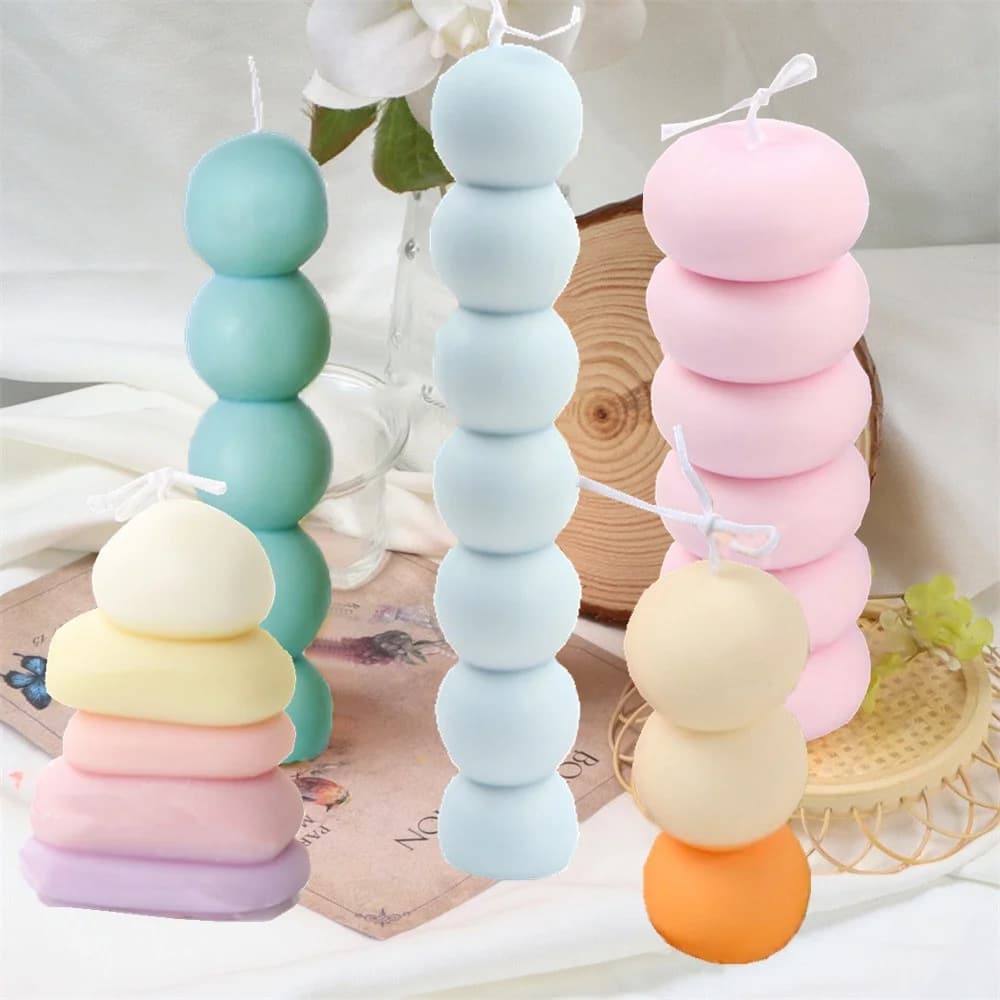 Perline di bolle 3D Stampo per candele in silicone Sfera fai da te Pilastro Strumento per sapone Pietre irregolari Mucchio Stampo in resina di gesso profumato Regalo elegante