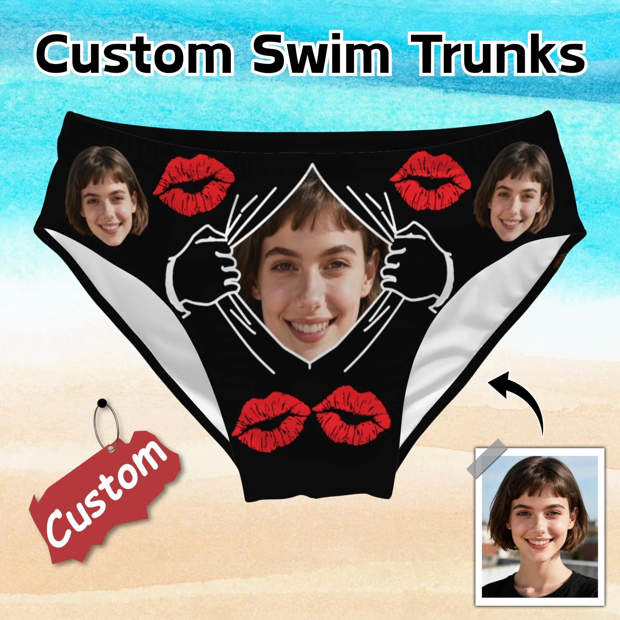 Costume da Bagno Personalizzato per Uomo, Slip Divertenti con Foto Personalizzata, Sexy Bikini, Pantaloncini da Spiaggia per Feste in Piscina e Surf