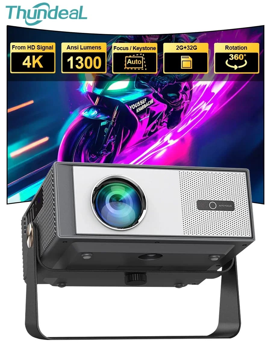 ThundeaL TD95Max Full HD 1080P 4K Portable Projector 1300ansi TD95 Max Home Theater Cinema LED Multimedia Quiet Video Projector