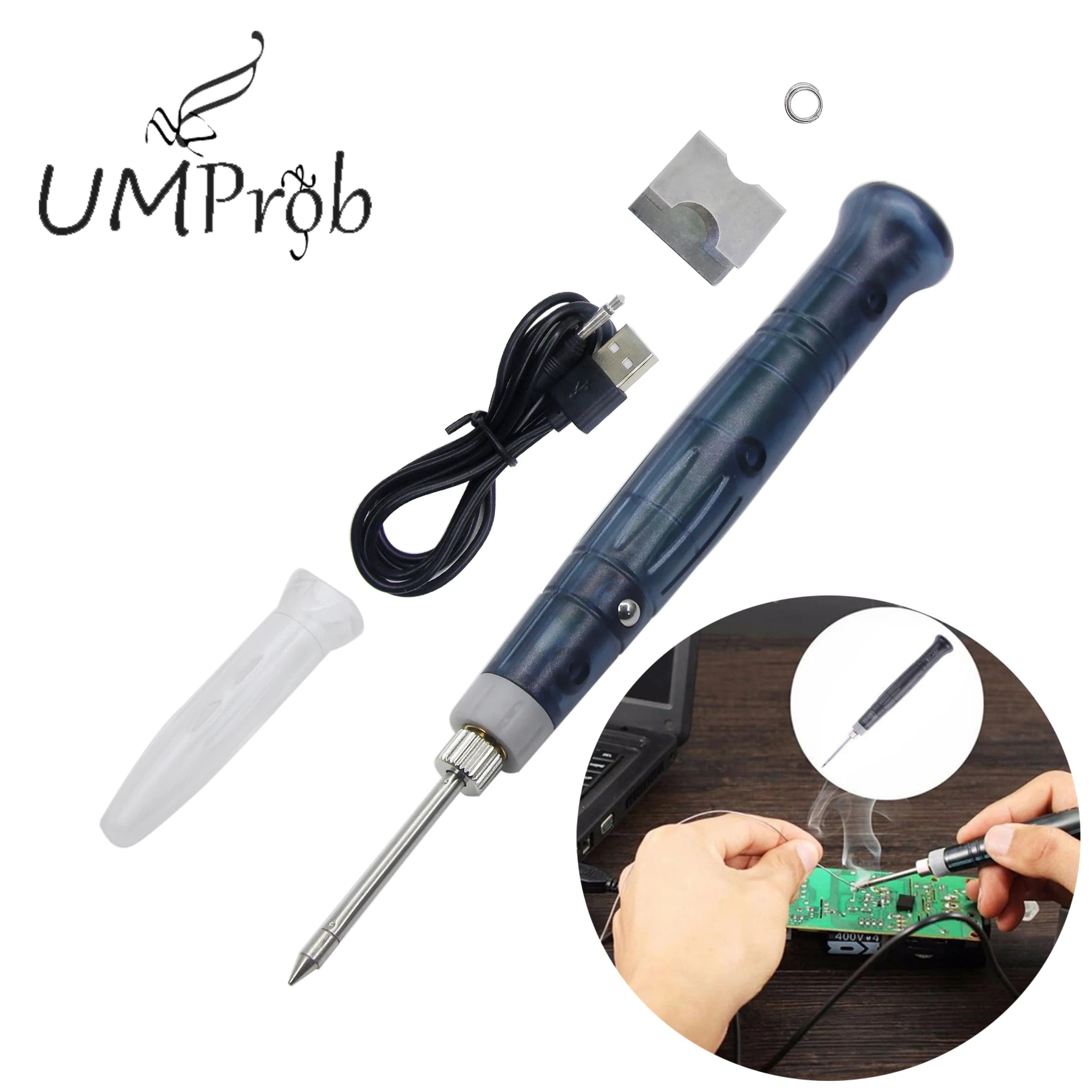 Portable USB Soldering Iron Professional Electric Heating Tools Rework Indicator Light Handle Welding Gun Outdoor Repair Tool