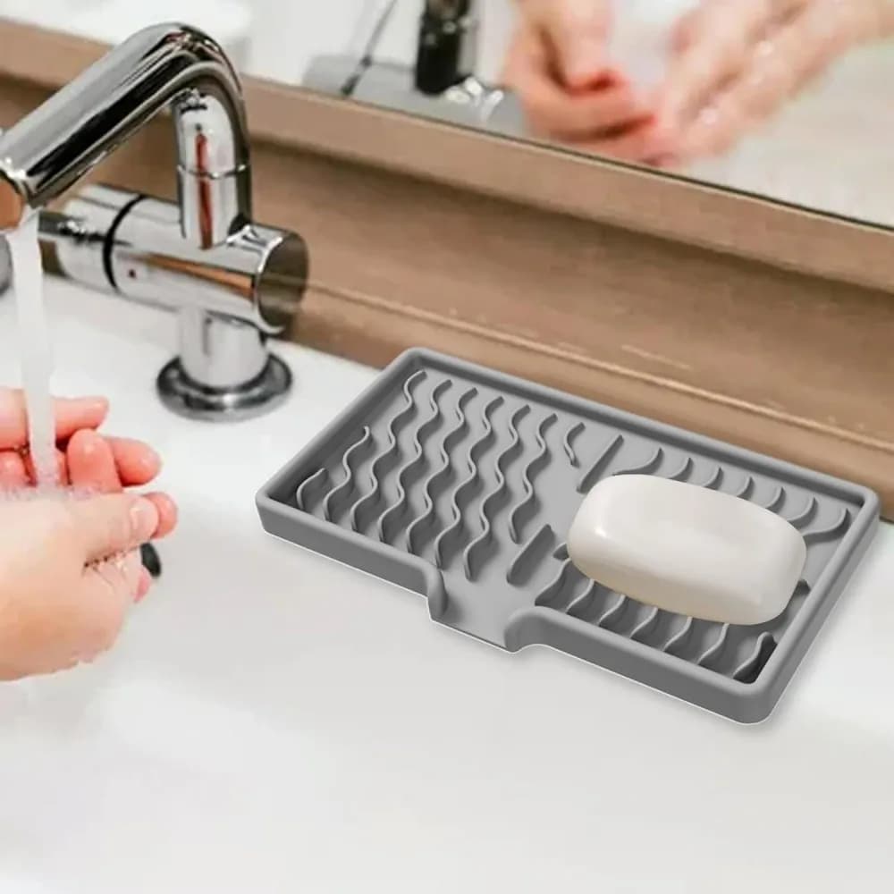 Portasapone di scarico in silicone per bagno Lavello da cucina Portasapone portasapone per sapone Doccia Dispenser di sapone Vassoio drenante Lavello