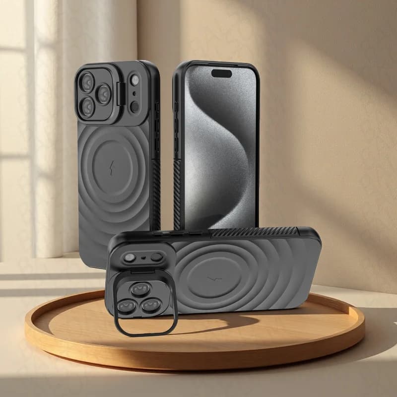 Per Magsafe Carica Wireless Magnetica Opaca Ondulazione Pieghevole Custodia per fotocamera per iPhone 17 Air 16 15 14 Plus 13 Pro Max TPU Cover