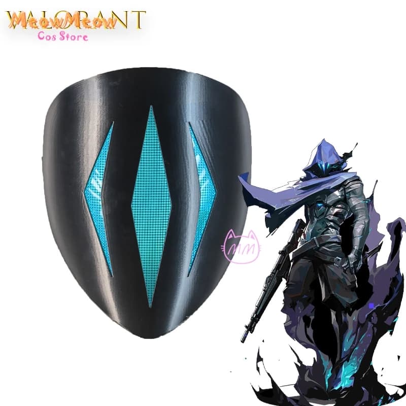 VALORANT Omen Paranoia Casco luminoso Cosplay Maschera indossabile Accessorio fai da te Replica Halloween Abbigliamento gotico Masquerade Halloween Anime