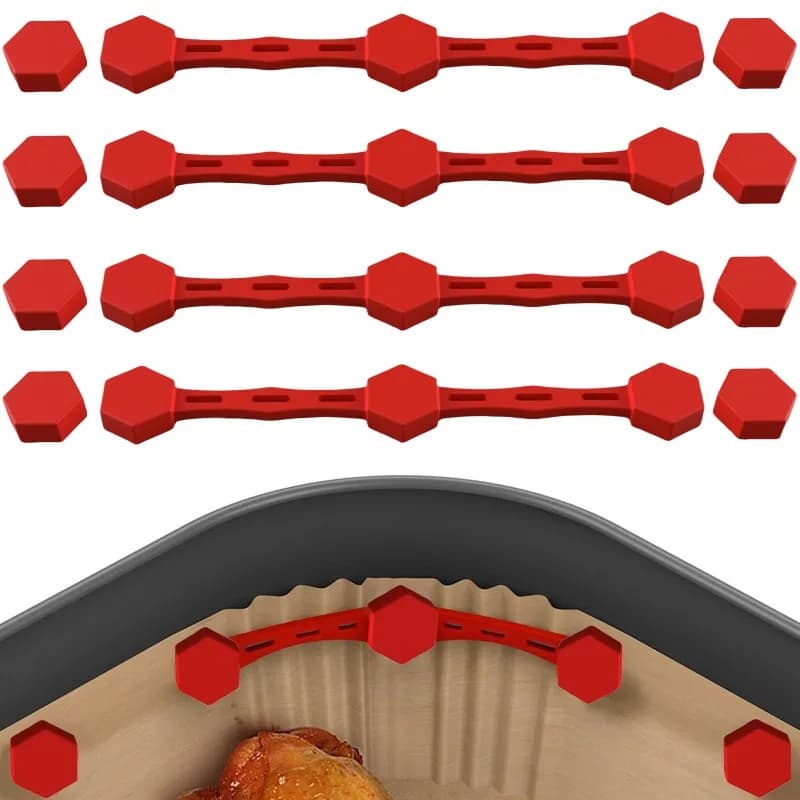 6 Pezzi 2 Set Clip Magnetiche per Friggitrice ad Aria in Silicone, Facili da Pulire, Dispositivo di Fissaggio Magnetico Rimovibile, Resistenti alle Alte Temperature, Riutilizzabili.