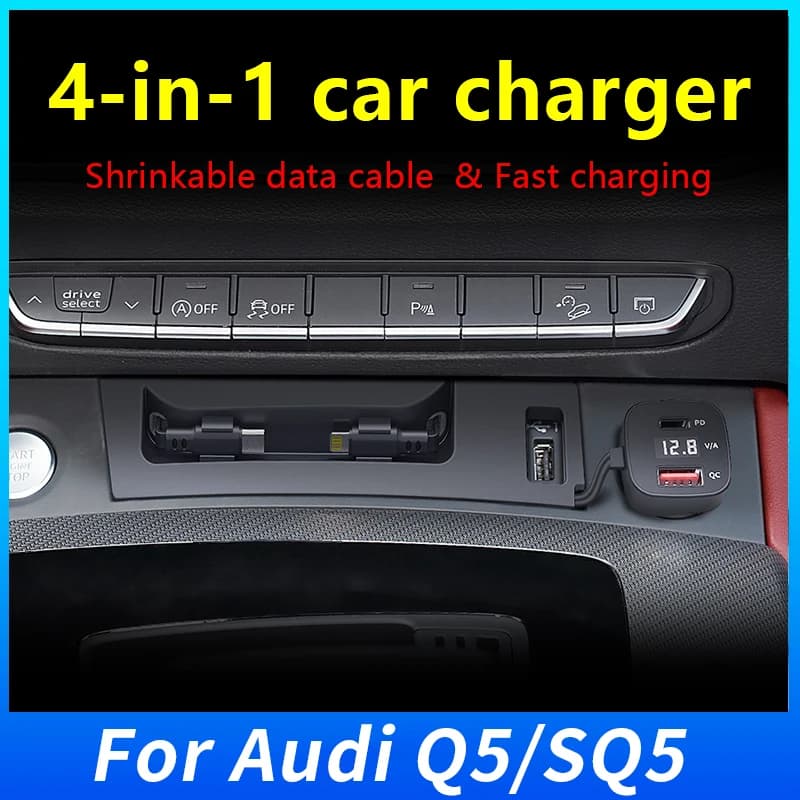 Per Audi Q5/SQ5/Q5 Sport back Caricabatteria da auto Accendisigari Docking station USB Ricarica rapida per iPhone, Huawei, Xiaomi, Samsung