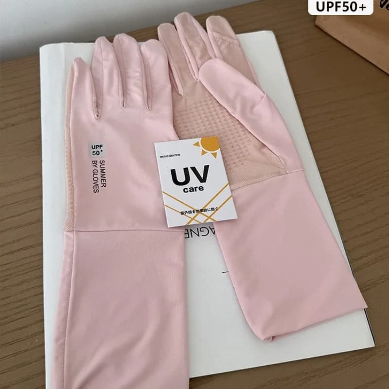 Guanti estivi da donna in seta ghiaccio con protezione solare, anti-UV, traspiranti, antiscivolo, touchscreen, per guida e ciclismo all'aperto