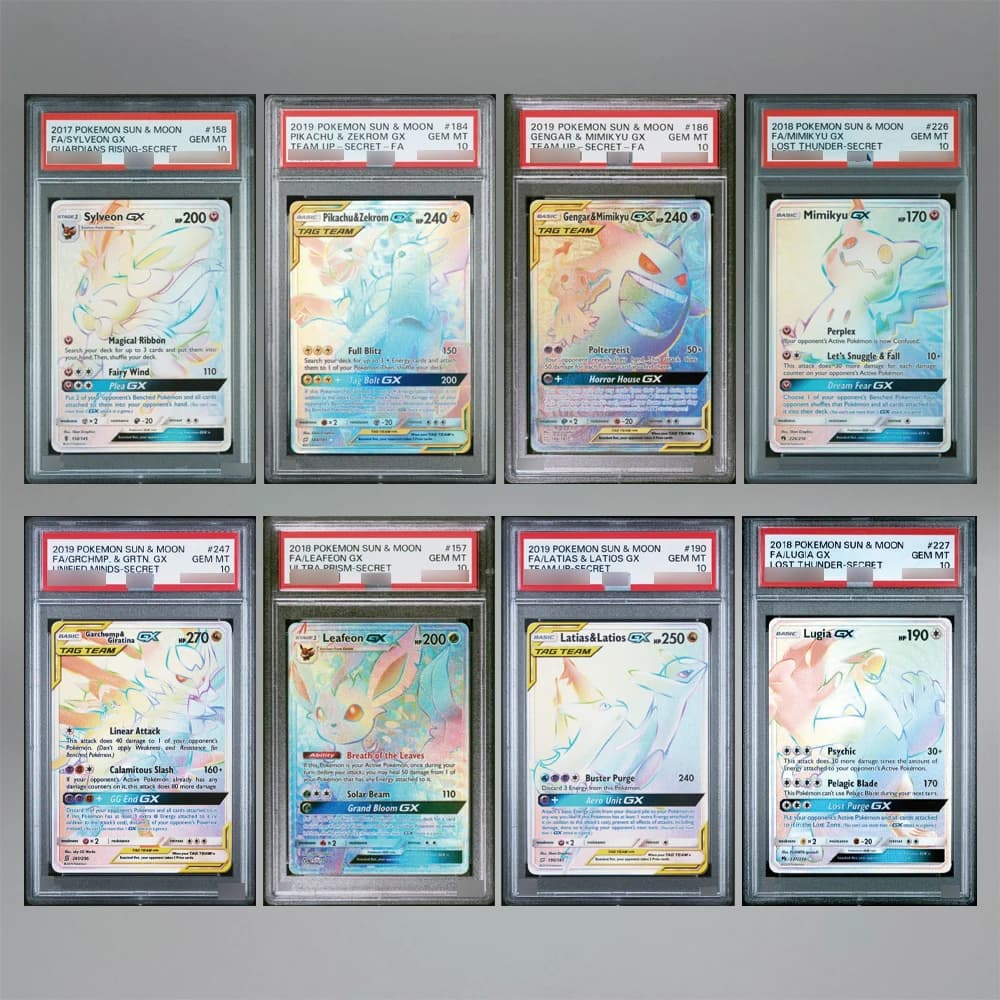 DIY PTCG Versione Inglese Fai-da-te Sylveon Gengar & Mimikyu Lugia Mimikyu GX Carta da Collezione con Valutazione Rara a 10 Punti, Regalo