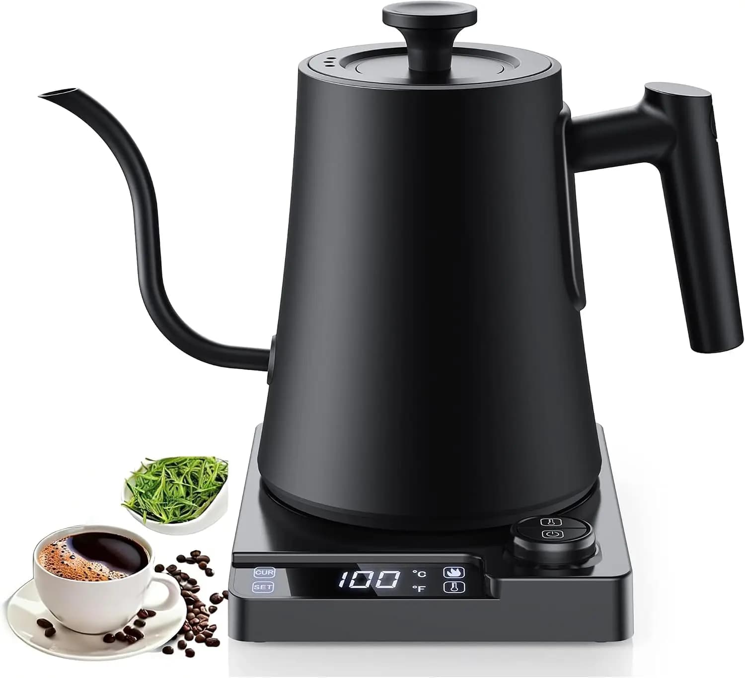 Gooseneck Electric Kettle with ±1℉ Temp Control & Keep Warm for Coffee & Tea, Rapid Boil, 304 Stainless Steel, 1.0L