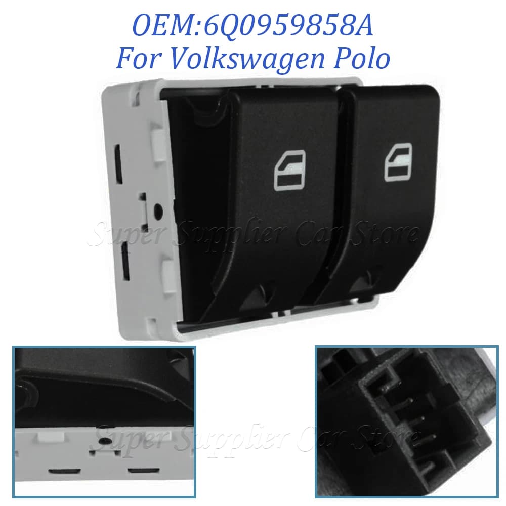 1 Pezzo Interruttore Alzacristallo Elettrico Anteriore per Auto Compatibile con VW Seat Ibiza Cordoba POLO 9N 2001-2009 6Q0959858 6Q0959858A