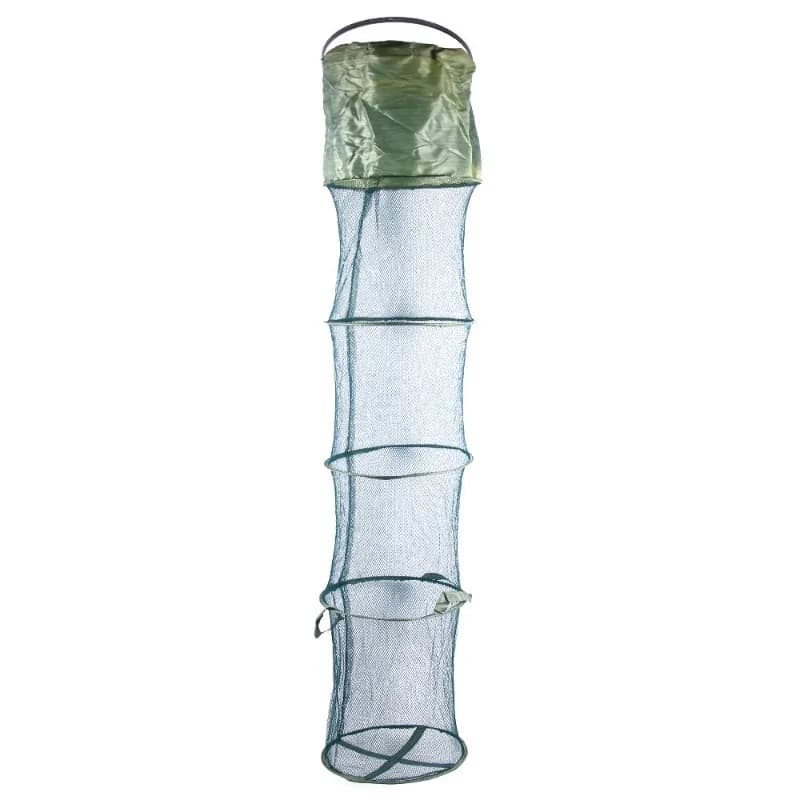 Cestino da pesca pieghevole portatile da 150 cm immerso nella attrezzatura da pesca con rete da pesca con gabbia netta