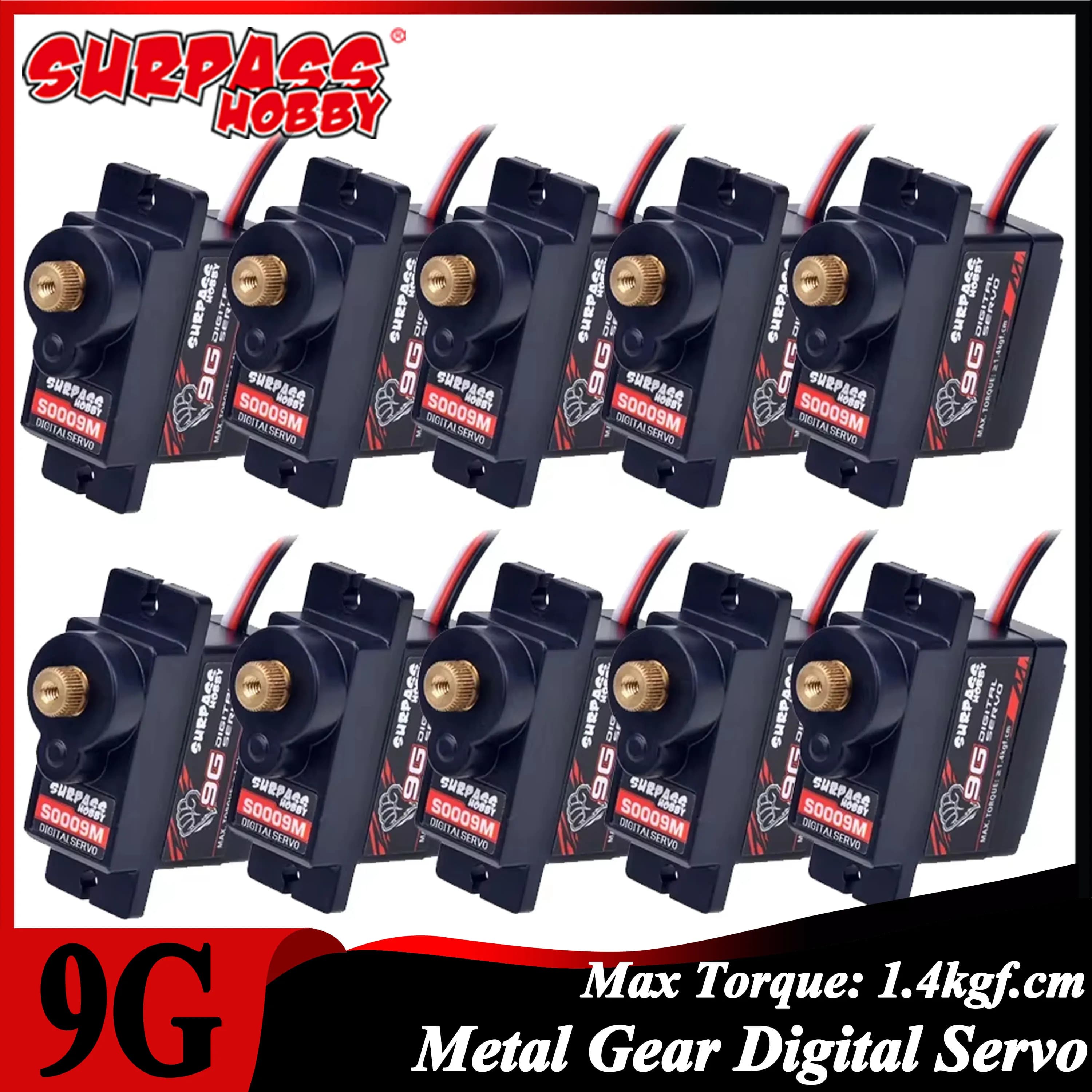 1/5/10/20PCS SURPASS HOBBY 9g Metal Gear 1.9KG Servo digitale 4.8-6V per 1/8 1/10 RC Aereo ad ala fissa Auto Robot Barca Wltoys Axial