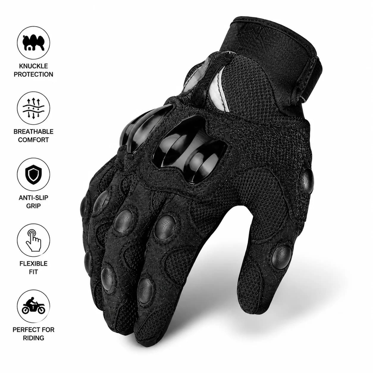 Motorcycle Gloves for Men Cycling Mountain Bike Biking Protective Knuckle Breathable Anti-Slip Riding Gear