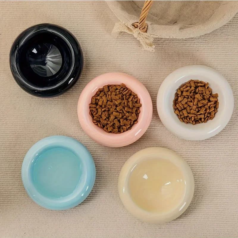Ciotola in Ceramica Antirovesciamento per Animali Domestici, Dispenser a Forma di Ciambella per Cibo e Acqua, Distributore di Snack Dudu