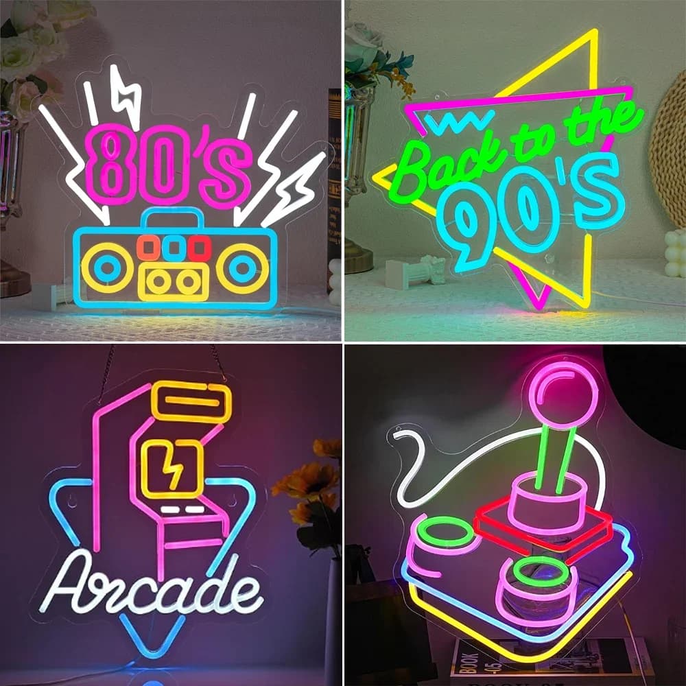 To The 80s Back Neon LED Sign Retro Game Console Decorazione della stanza per Retro Store Disco Soggiorno Lampada da parete dimmerabile per feste