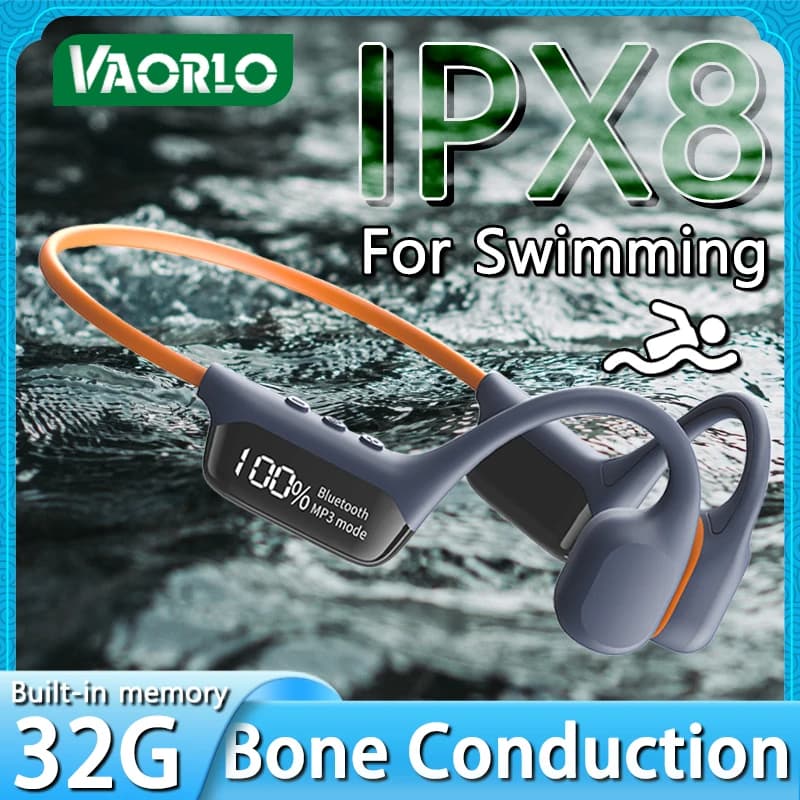 S10 Bluetooth 5.4 Cuffie a conduzione ossea vera IPX8 Impermeabile Memoria incorporata da 32 GB DT5.0 Display digitale a LED MP3 per il nuoto