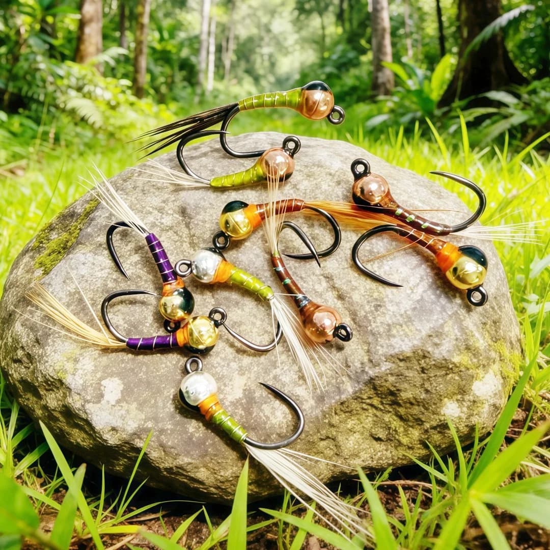 6/9/12 Pezzi Mosche Artificiali con Testa in Tungsteno, Jig Perdigon Nymph, Mosche Umide Rivestite per Trota, Bass, Panfish, Esche da Pesca in Acqua Dolce