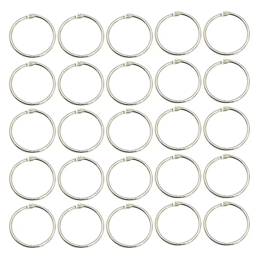 25 Pezzi Anelli Metallici per Rilegatura, Superficie Liscia, per Fogli Sciolti, Pagine di Agende, Ricevute, Appunti, Lavori Artigianali