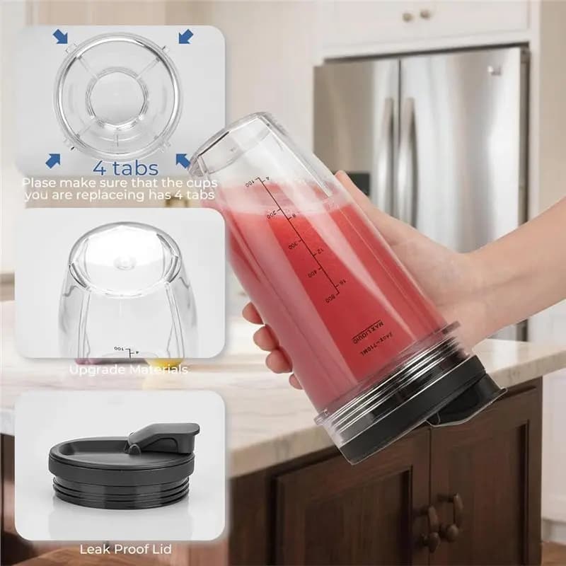 N98R For Ninja BN401 BN751 BN801 BL480-30 BL642-30 Blender Replacement Parts- 24Oz Blending Cups With Sip& Seal Lids Included