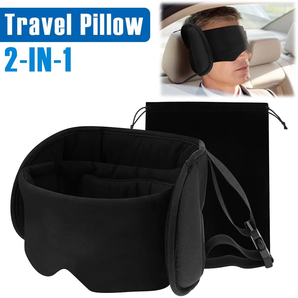 Travel cushion 2 in 1 Comfortable cotton headrest with eye mask and case 360 ° Air cushion holder for travel
