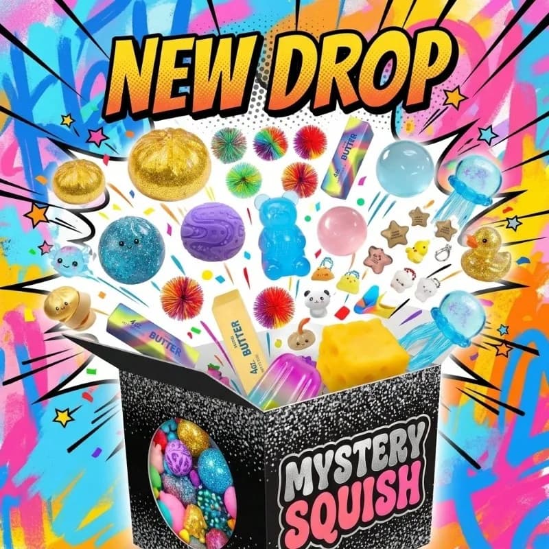Squish Time Nee Doh Mystery Blind Box, Random Squeeze Fidget Toy, Stress Relief Cute Sensory Toy for All Ages