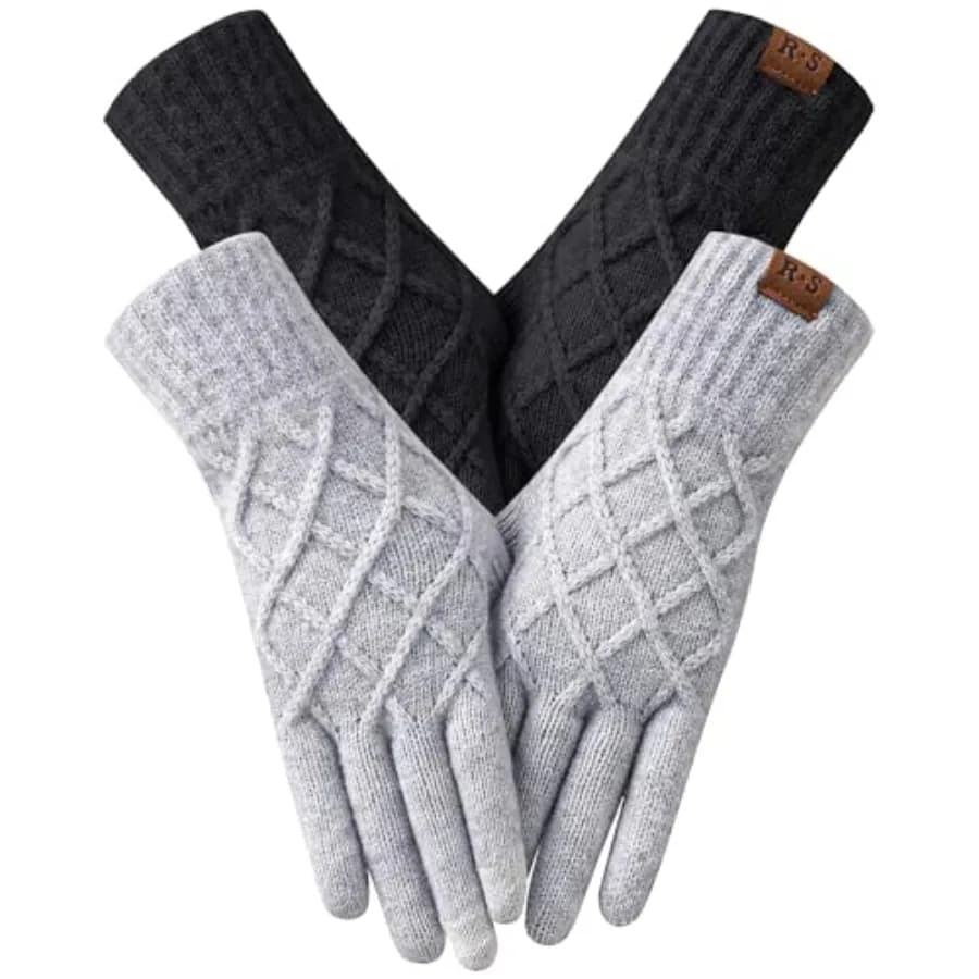 REACH STAR 2 paia di guanti invernali da donna con touch screen, fodera termica in maglia elastica, guanti caldi per il clima freddo