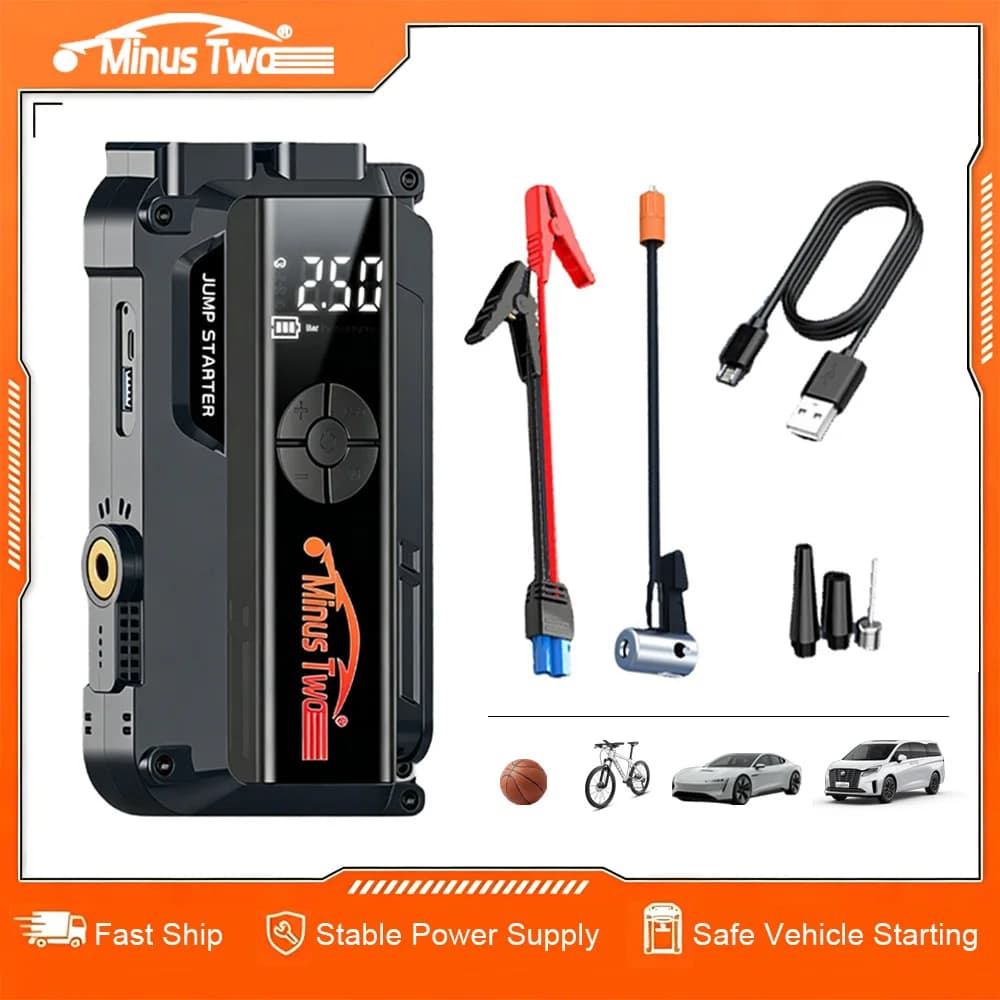 Avviatore d'Emergenza per Auto 1000A, Dispositivo di Avviamento Portatile 12V per Benzina e Diesel, Cavi e Power Bank Portatile