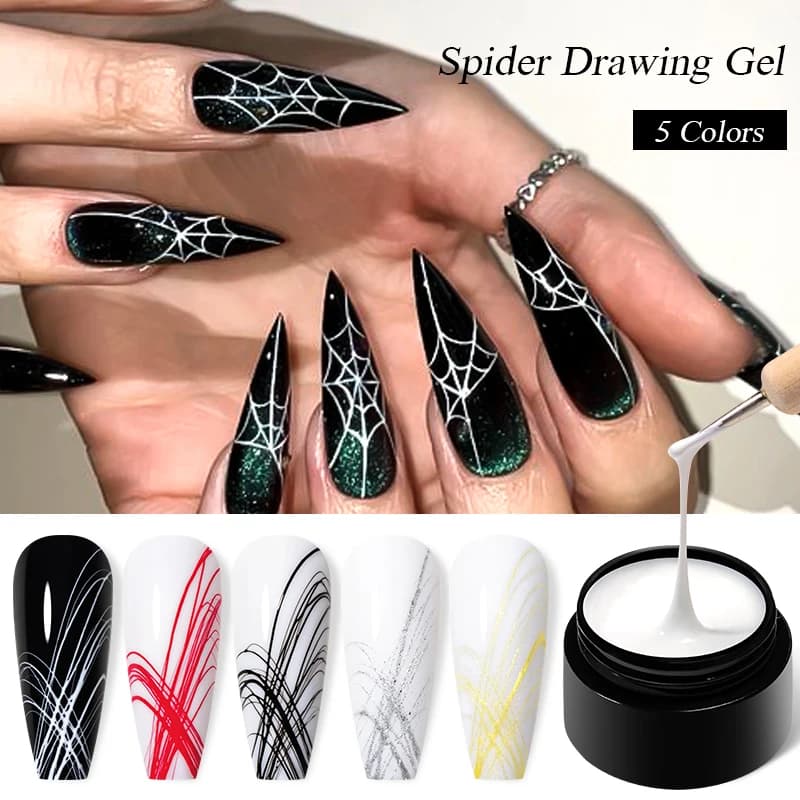 Incontra attraverso 5ml Spider Drawing Gel smalto per unghie nero bianco rosso UV pittura contorno Gel vernice Nail Art tutto per Manicure Design