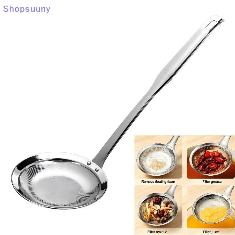 [SU]316 Stainless Steel Fat Skimmer Spoon Fine Mesh Grease Foam Removing Oil Dregs Fishing Percolator Fried Food Net Strainer