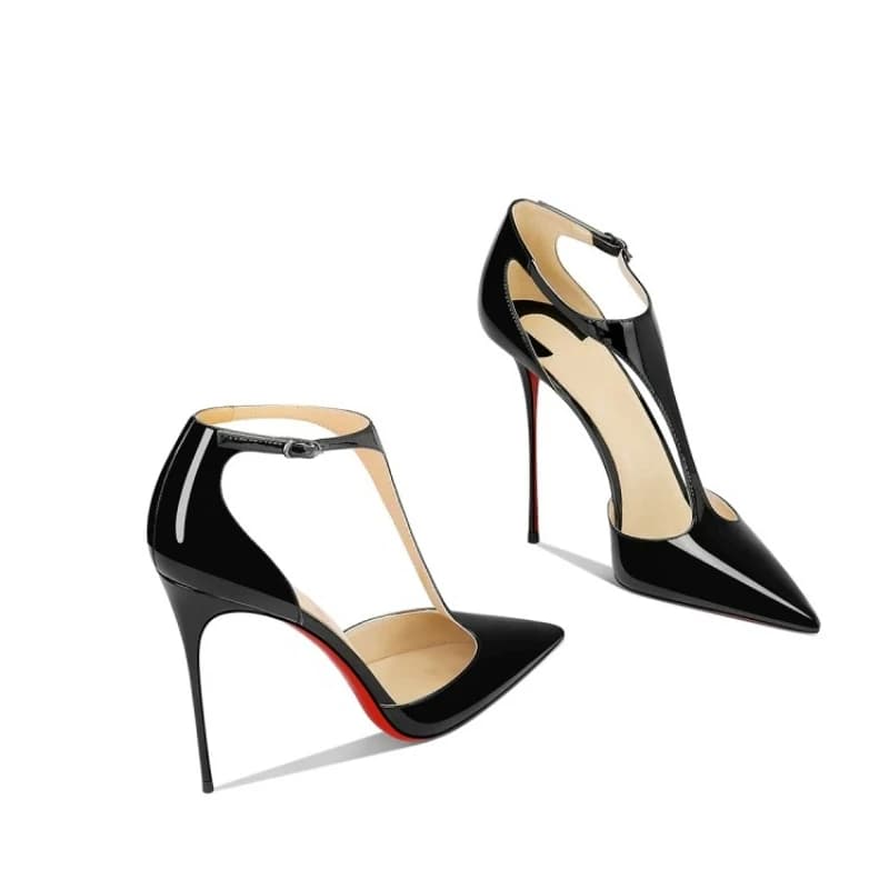 Black Patent Pointed Stiletto Heels 2026 Spring New, Women Classic High Heel Pumps - Qipao Match, Petite Versatile Dress Heels