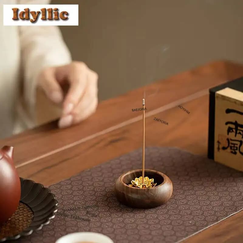Alloy Walnut Wood Incense Holder Ancient Diffuser Incense Burners Aromatherapy Scented Aromatic Candles Censer Teaset Ornaments