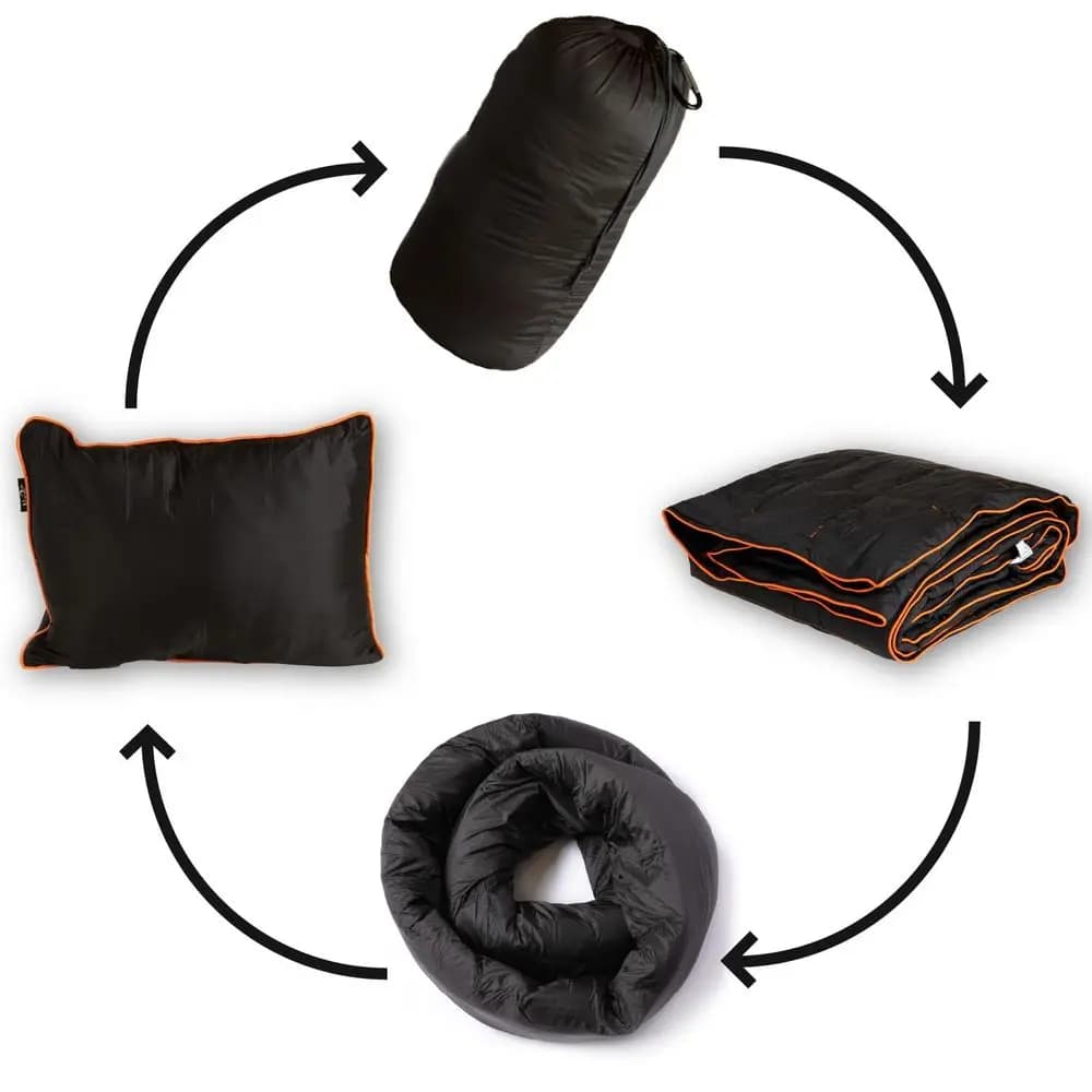 Cuscino da Viaggio e Coperta da Campeggio, 3 in 1, in Nylon Ripstop, Cuscino Infinity e Federe Quadrate per Cuscino da Viaggio con 82 X 54 in Sintetico