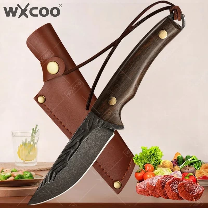 WXCOO Stainless Steel Boning Knife Kitchen Supplies Hand Forged Chef Knife Fruit Paring Meat Cutting Kitchen Knife with Sheath