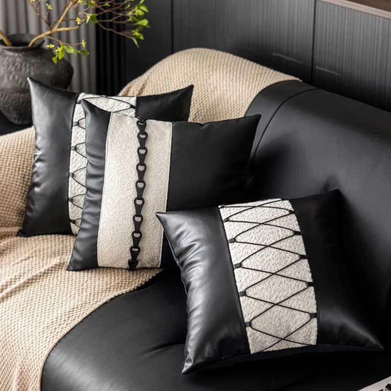 45x45CM Black Throw Pillow Cover Light Luxury Stamping Waist Cushion Cover Decor Home Decorative Pillowcase