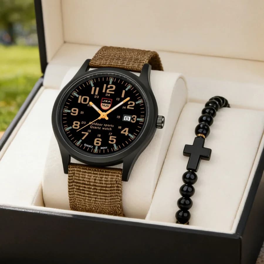 Nuovo Stile Orologio da Uomo in Pelle alla Moda, Quadrante Casual dal Design Semplice con Calendario, Orologio al Quarzo da Uomo