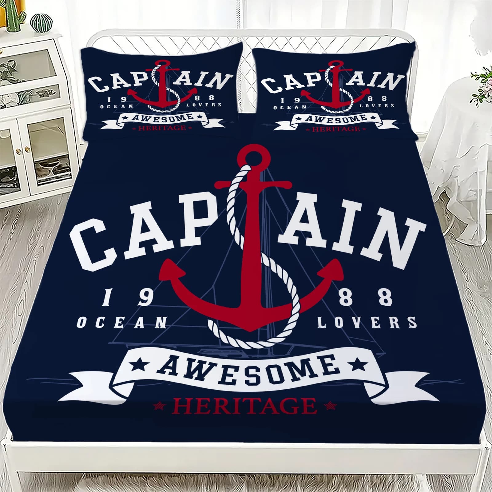 Nuovi set di biancheria da letto con ancoraggio nautico dell'oceano Set di lenzuola Ocean Spirit Biancheria da letto queen size singola con federa Regalo per ragazzi per adolescenti