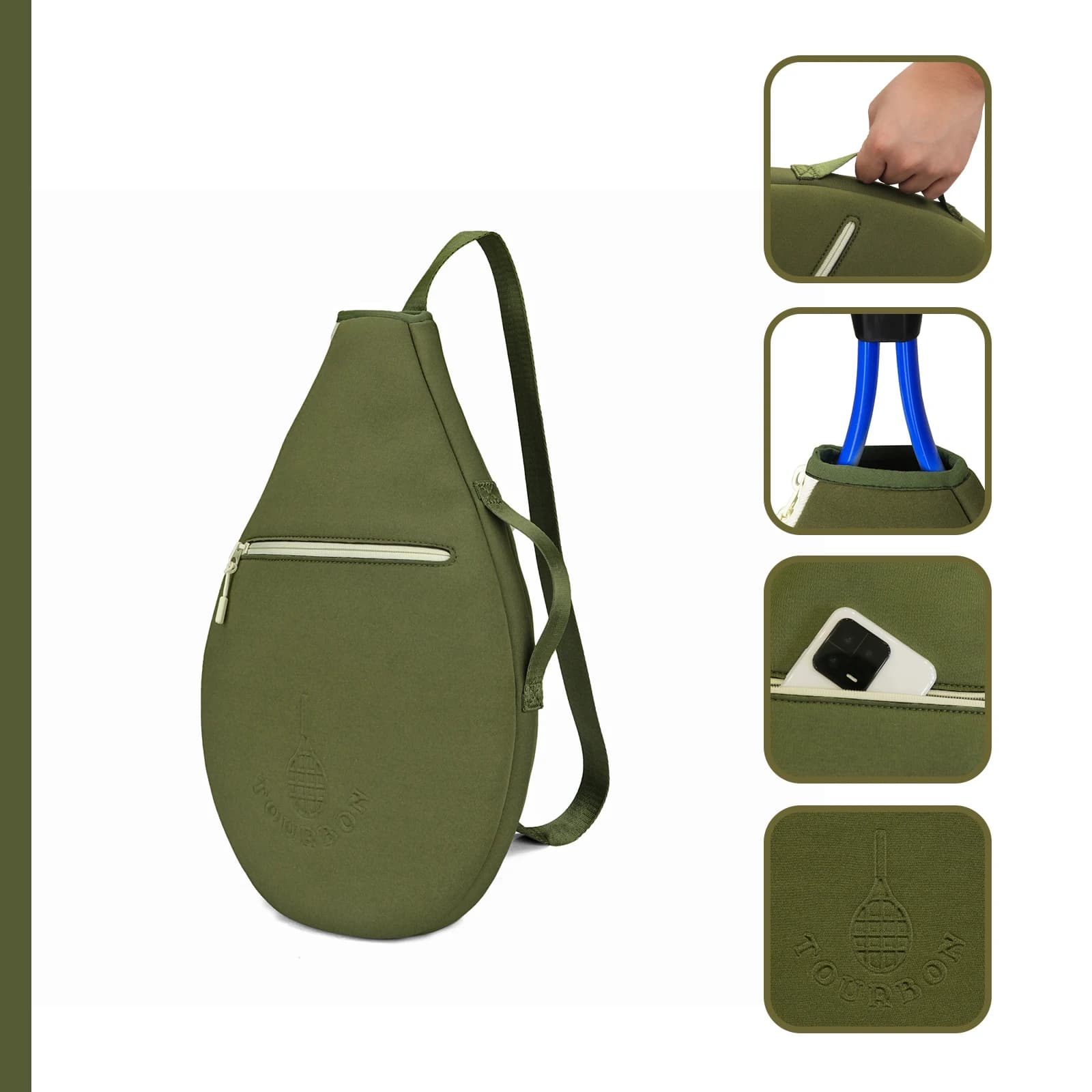 Borsa a tracolla Tourbon per racchette da tennis, borsa sportiva per racchette da tennis con tracolla regolabile in neoprene, leggera, per esterni