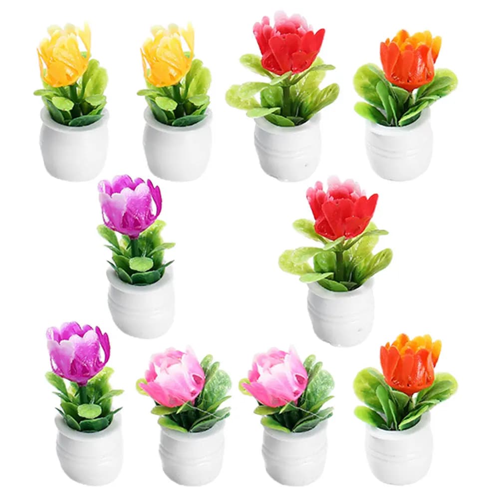 10 Pezzi di Piante Artificiali in Resina Premium, Mini Bonsai Impermeabili e Resistenti allo Sbiadimento per Piccoli Giardini, Case, Scrivanie e Mensole