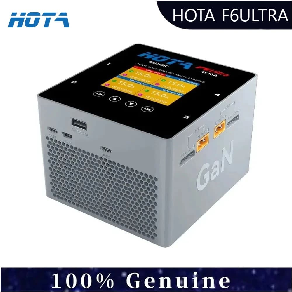 HOTA F6 Ultra 4-Channel Smart Charger 1000W Built-in Power Supply for 1-6S LiPo LiHV Li-ion Laptop FPV Drone Battery