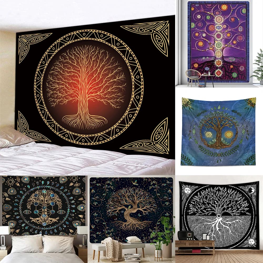 Decorazioni per la casa Mandala Tarocchi Oracolo Stregoneria Boho Sole Luna Albero della vita Arazzo Altare Tovaglia Appeso a parete tapiz