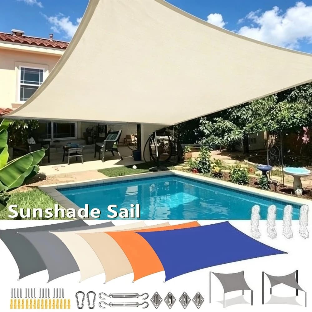 Tenda Parasole Impermeabile Rettangolare Anti-UV per Giardino, Patio, Cortile, Terrazza, Tenda da Sole e Schermo per la Privacy