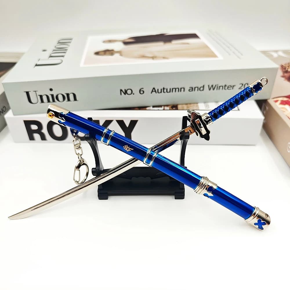 Blu Esorcista Anime Giapponese Periferico Armi Metallici Modello Rimbalzante Spada Pop-up Artigianato Katana Giocattolo Ornamento Collezione 23 cm