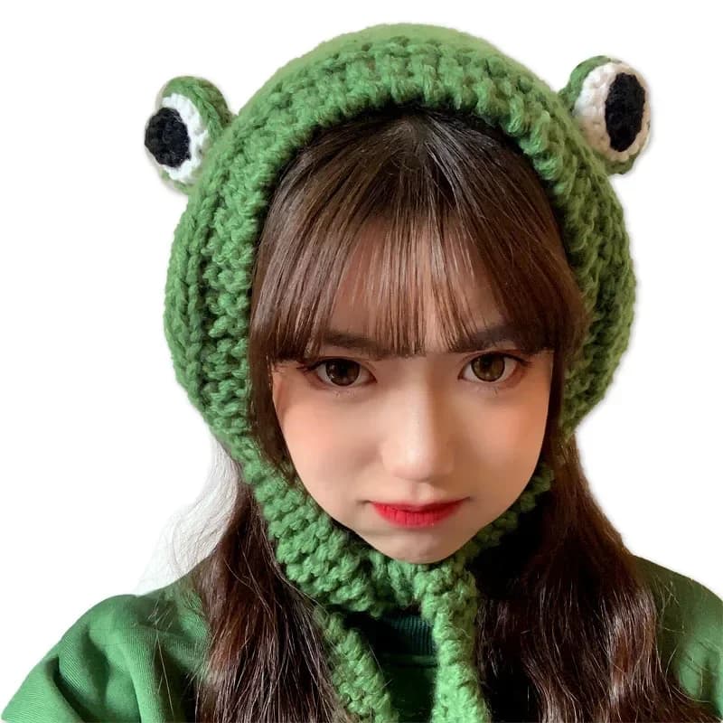 2025 New Cute Ladies Frog Hat Beanies Knitted Winter Hat Skullies Knitted Hat Cap Costume Accessory Gifts Warm Winter Bonnet