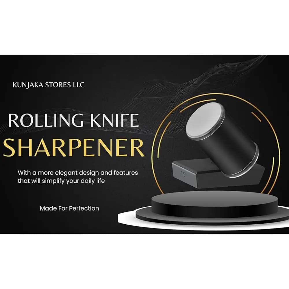 Kitchen Diamond Knife Sharpener, Rotary Blade Sharpener for Kitchen Knives, Magnetic Holder with 15 & 20 Deg Angles
