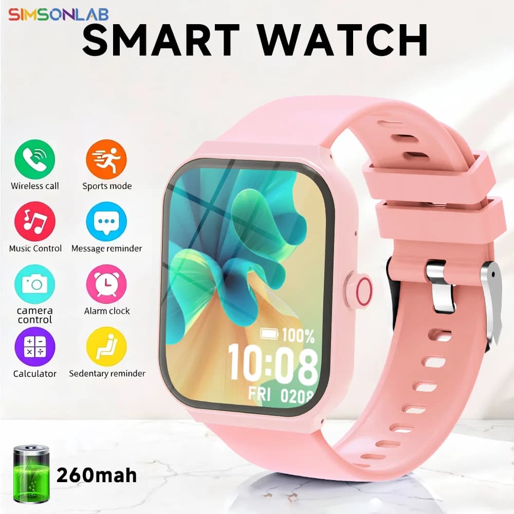 NUOVO Smartwatch Quadrato con Schermo Touch, Chiamate Bluetooth, Controllo Fotocamera, Riproduzione Musicale, Notifiche, Modalità Sport per Uomini, Donne e Bambini 2026