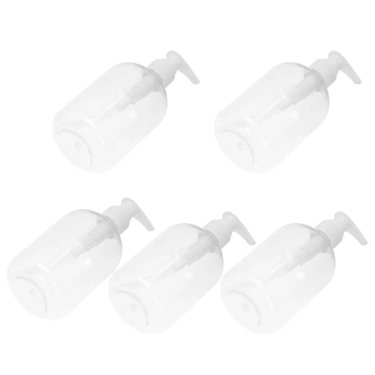 Dispenser di sapone liquido da 5 pezzi, flaconi a pressione per lavaggio mani, soluzione di soda, gel, per casa, ufficio, bagno, decorazione facile.