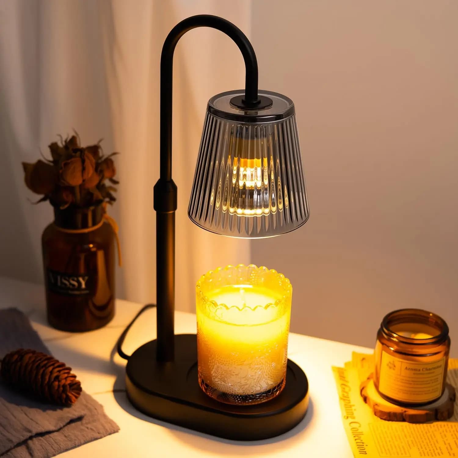 Candle Warmer Lamp with Timer, Adjustable Dimmable Flameless Wax Melter for Safe Home Decor