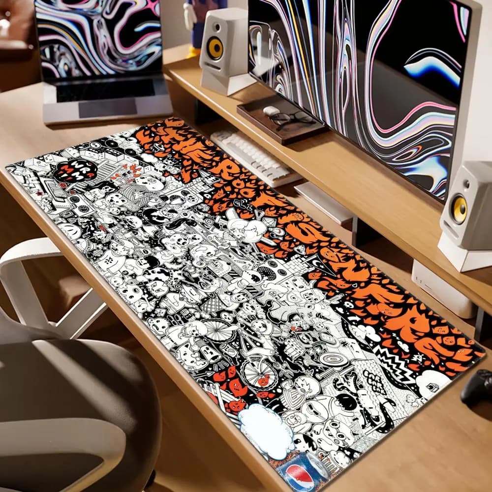 Graffiti Mausepad Mouse Pad Xxl tappetino da scrivania esteso 900x400 tappetino per Mouse da gioco Overlock PC Gamer Deskmat tastiera per Laptop tappetini per Mouse