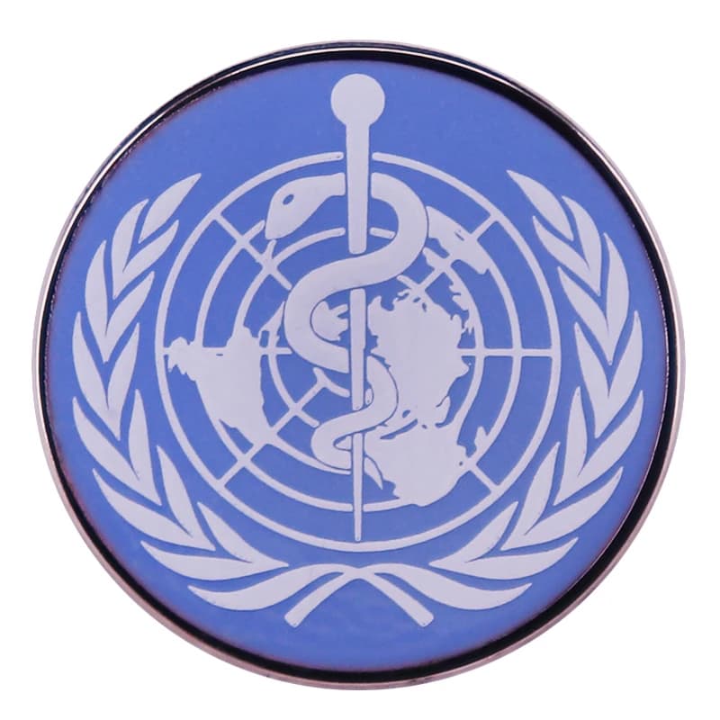 Organizzazione mondiale della salute Logo smalto Pin Badge zaino decorazione gioielli Otaku regalo