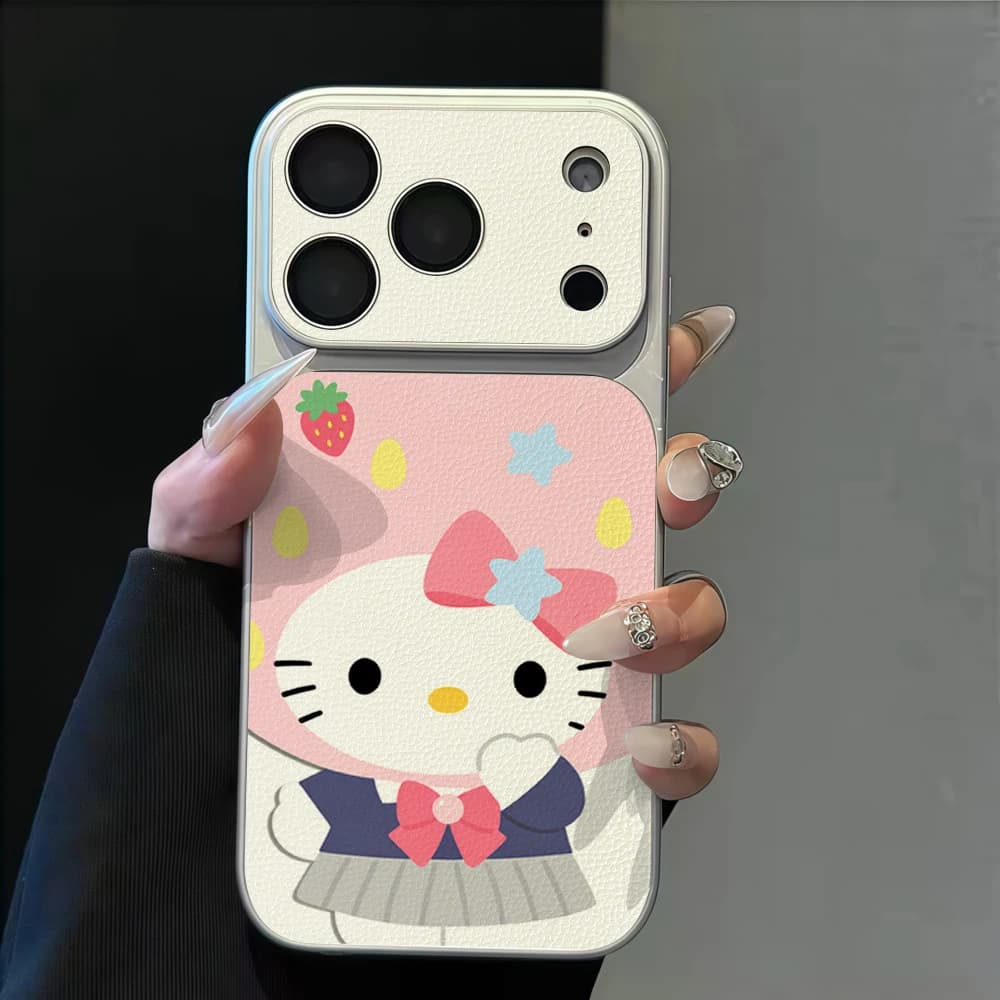 Cover Morbida in TPU per iPhone 17 Pro Max 17 16 15 14 13 12 11 Pro 7 8 Plus 16E 17E 17 Air X XR con Design Hello Kitty Uniforme Scolastica